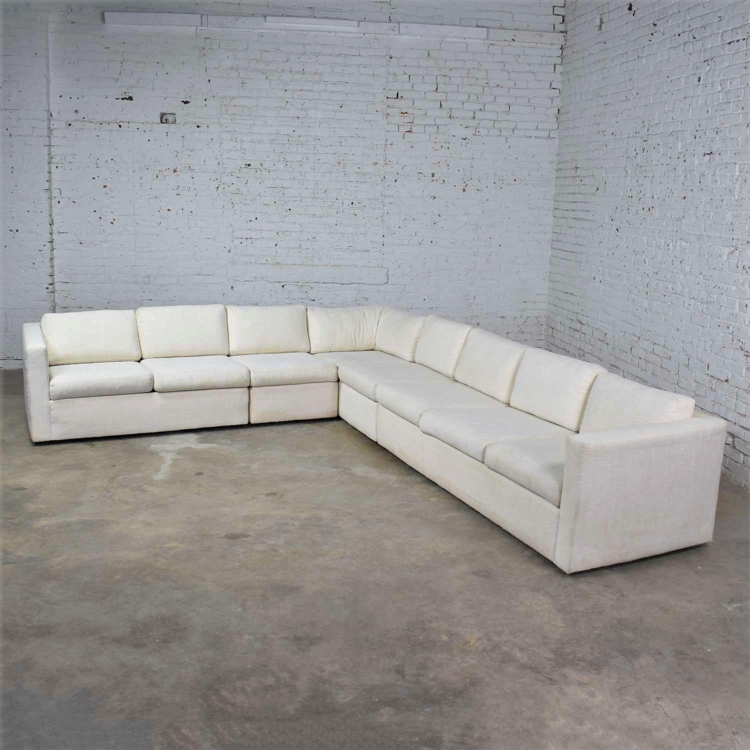 White Modern Tuxedo Five Piece Sectional Sofa by Milo Baughman for Thayer Coggin 1