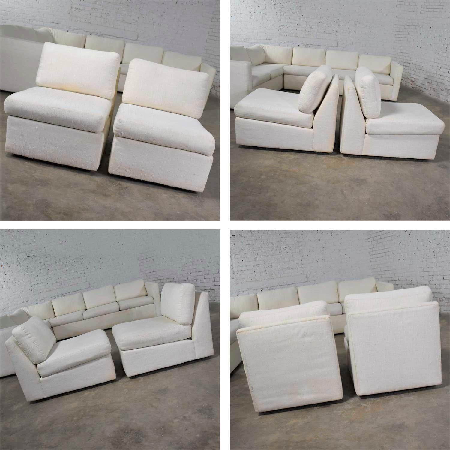 White Modern Tuxedo Five Piece Sectional Sofa by Milo Baughman for Thayer Coggin 4