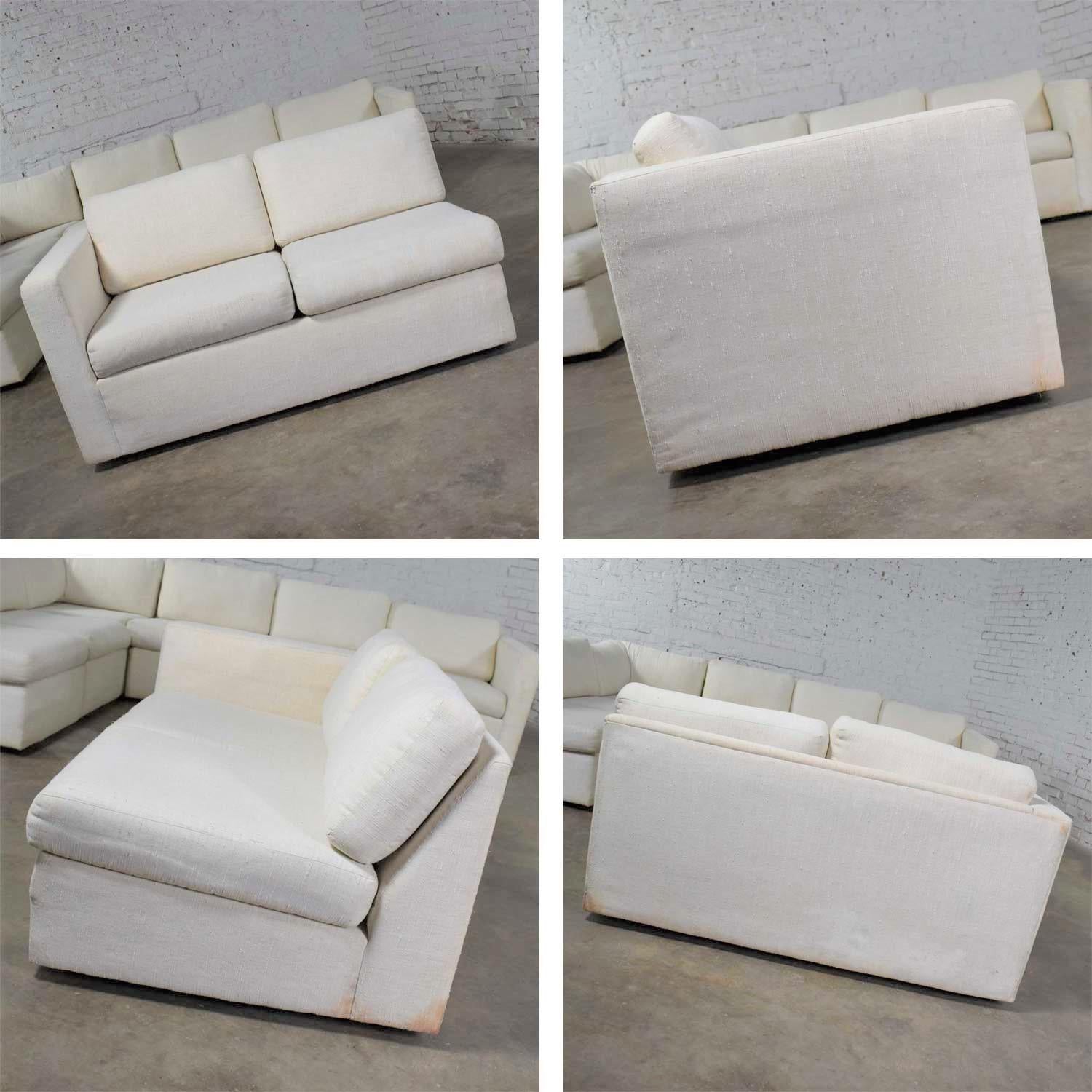 White Modern Tuxedo Five Piece Sectional Sofa by Milo Baughman for Thayer Coggin 6