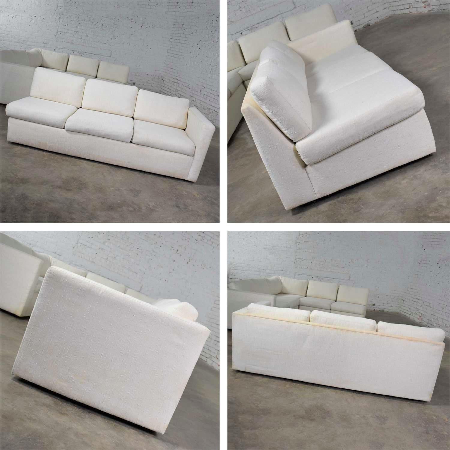 White Modern Tuxedo Five Piece Sectional Sofa by Milo Baughman for Thayer Coggin 7