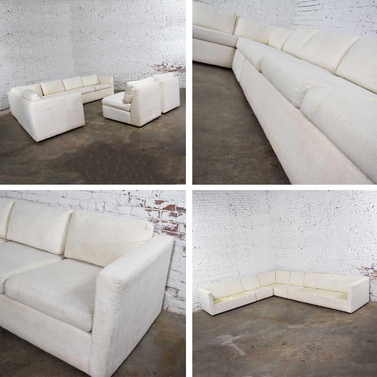 White Modern Tuxedo Five Piece Sectional Sofa by Milo Baughman for Thayer Coggin 8