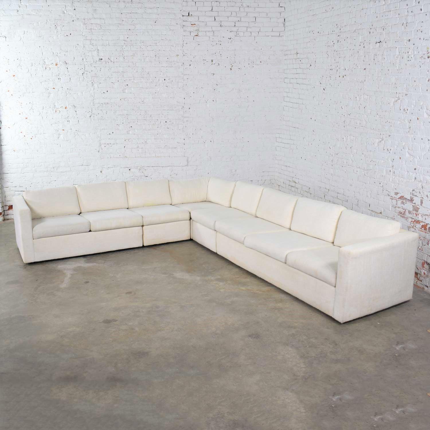 White Modern Tuxedo Five Piece Sectional Sofa by Milo Baughman for Thayer Coggin 10