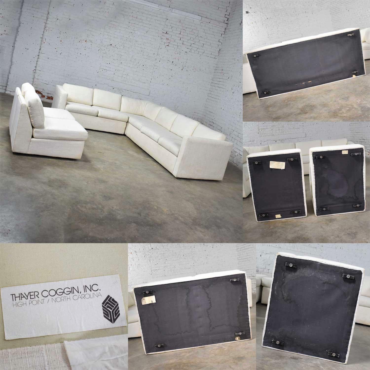 White Modern Tuxedo Five Piece Sectional Sofa by Milo Baughman for Thayer Coggin 9