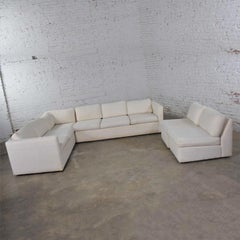 White Modern Tuxedo Five Piece Sectional Sofa by Milo Baughman for Thayer Coggin