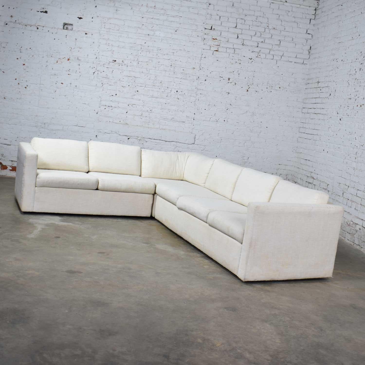 American White Modern Tuxedo Five Piece Sectional Sofa by Milo Baughman for Thayer Coggin