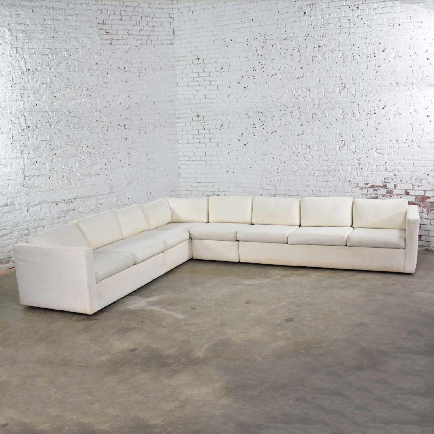 20th Century White Modern Tuxedo Five Piece Sectional Sofa by Milo Baughman for Thayer Coggin