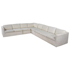 Used White Modern Tuxedo Five Piece Sectional Sofa by Milo Baughman for Thayer Coggin