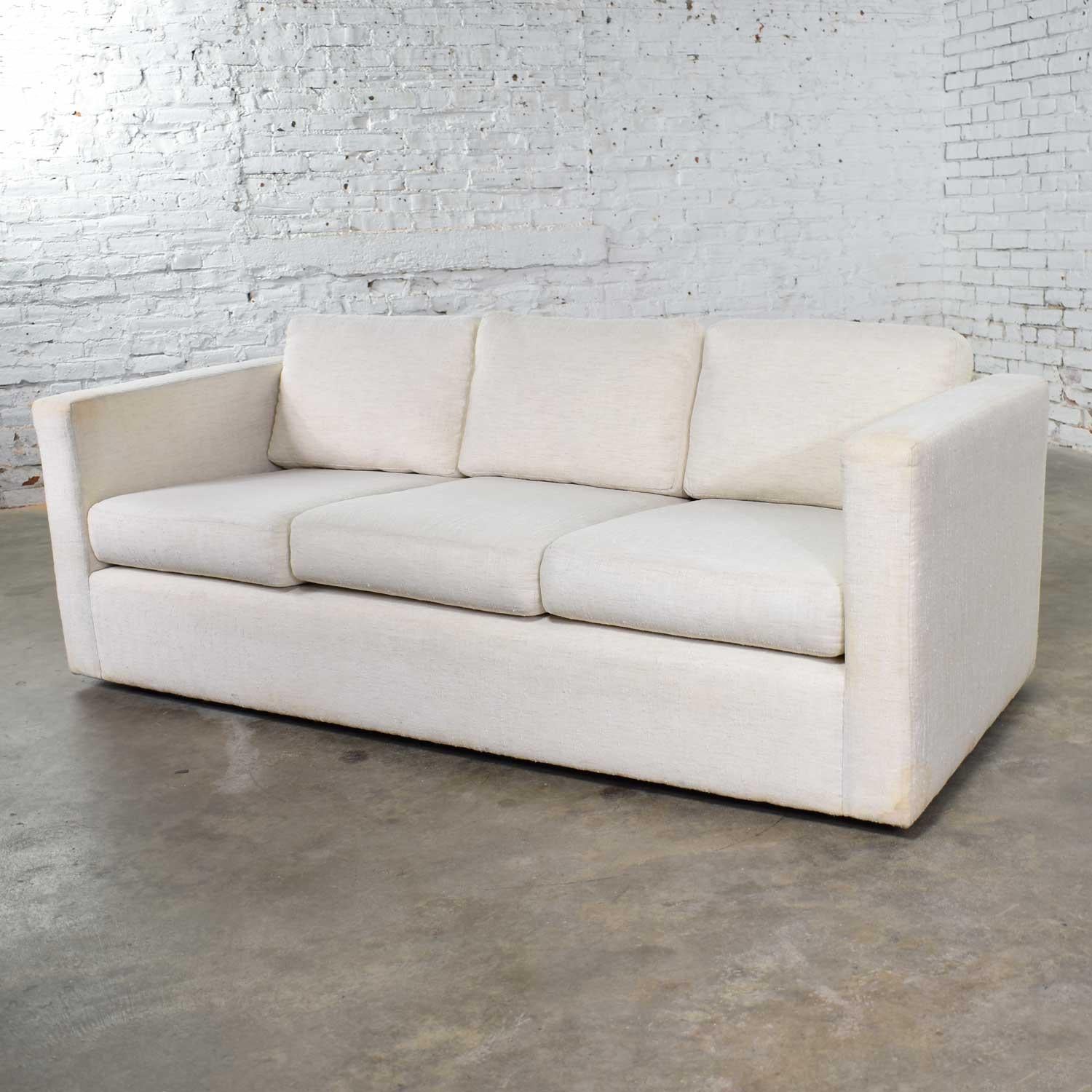 American White Modern Tuxedo Style Sofa by Milo Baughman for Thayer Coggin