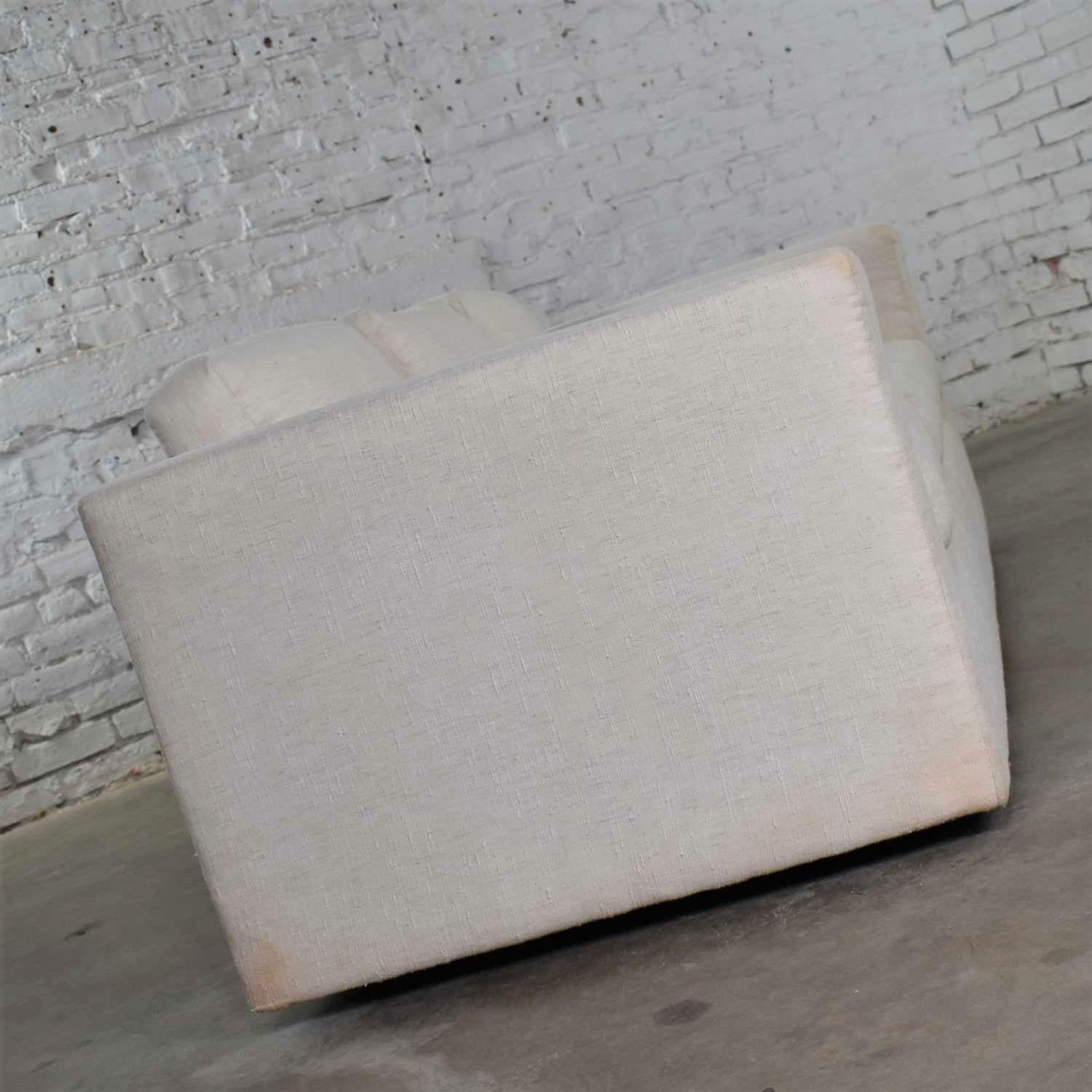 White Modern Tuxedo Style Sofa by Milo Baughman for Thayer Coggin In Good Condition In Topeka, KS