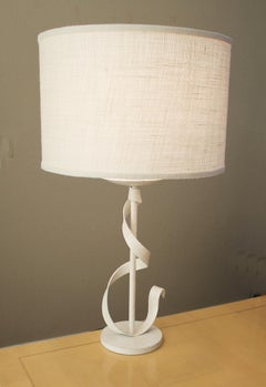 White Modernist Ribbon Table Lamp Circa 1980s Fine Art Lamps Studio Decor