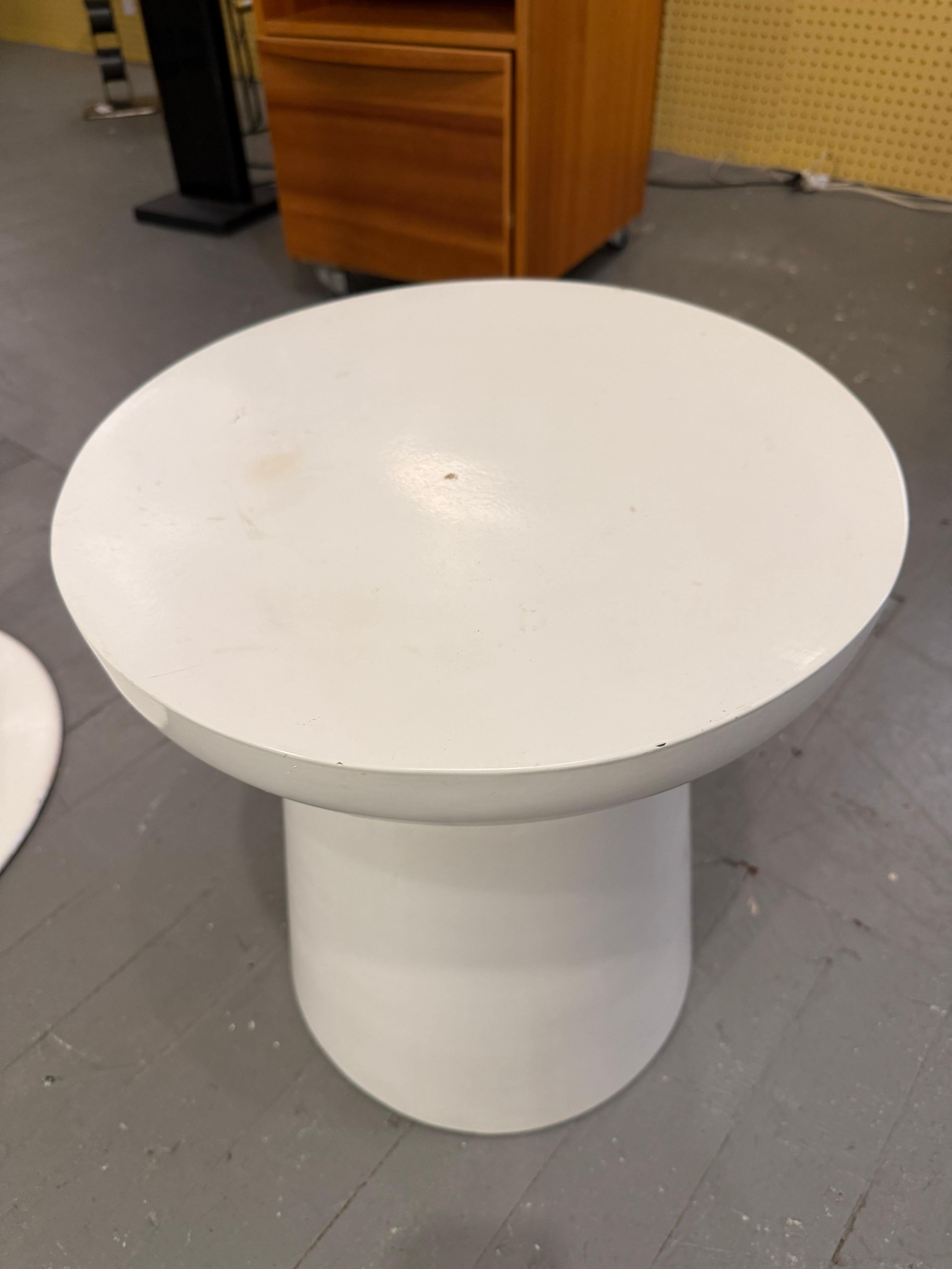 Minimalist White Modernist Sculptural Side Table/ Low Pedestal For Sale