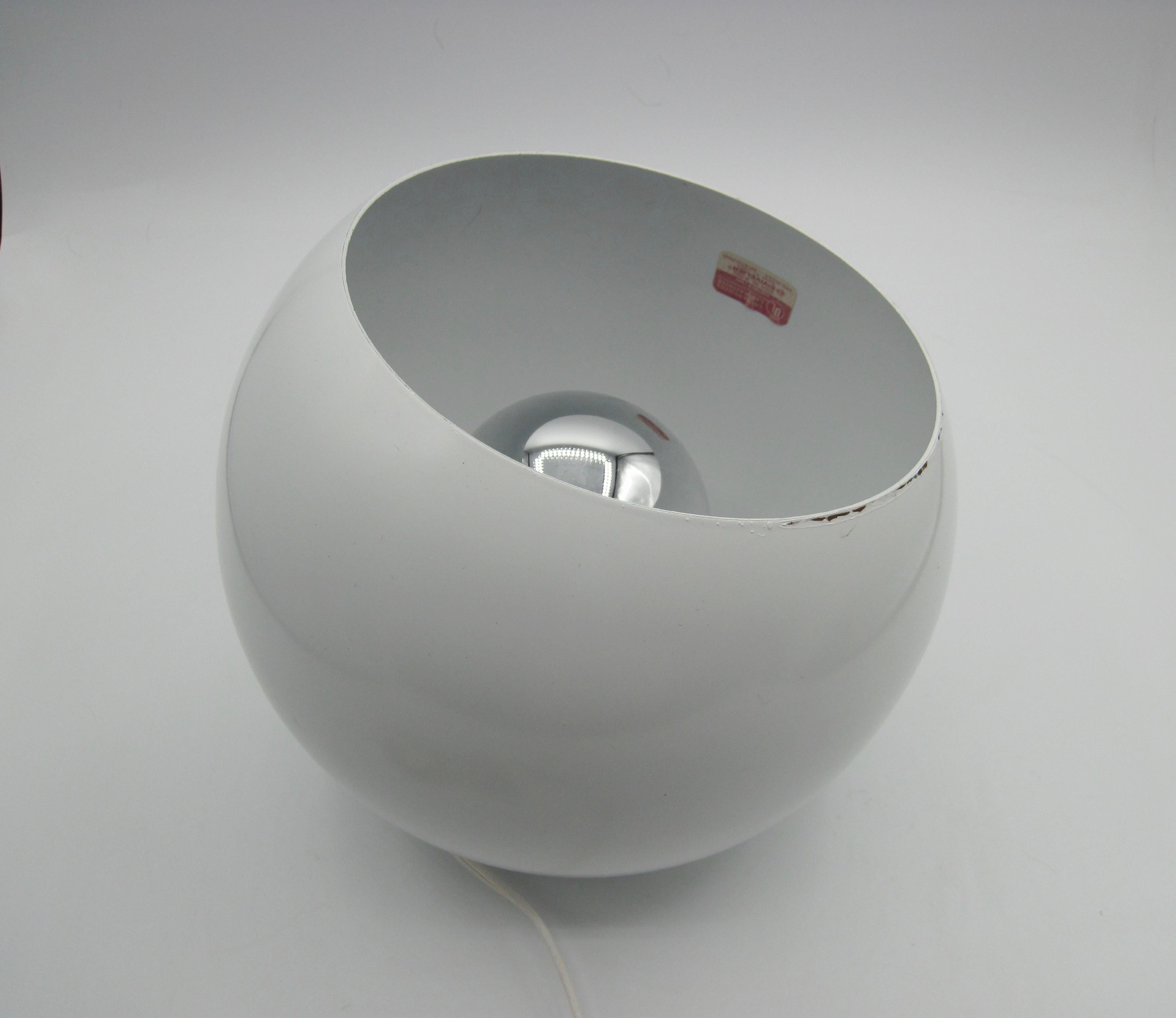 Mid-Century Modern White Modernist Swivelier Eyeball Portable Lamp