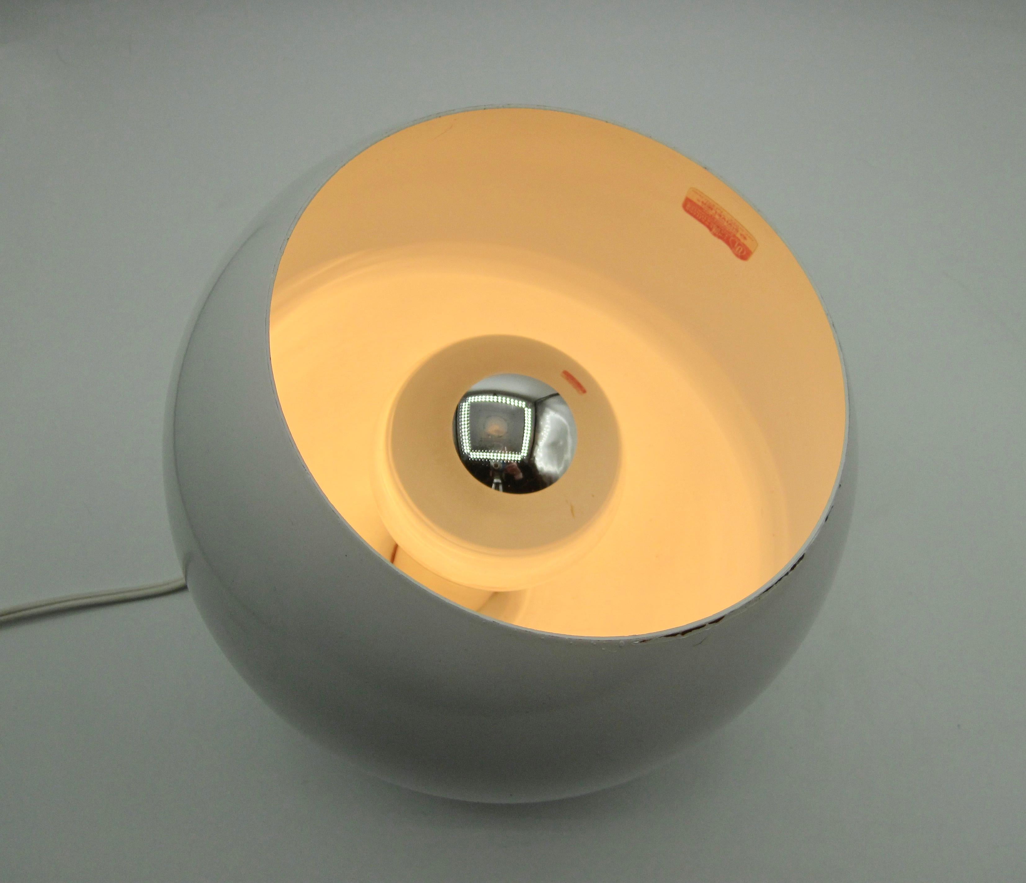 20th Century White Modernist Swivelier Eyeball Portable Lamp