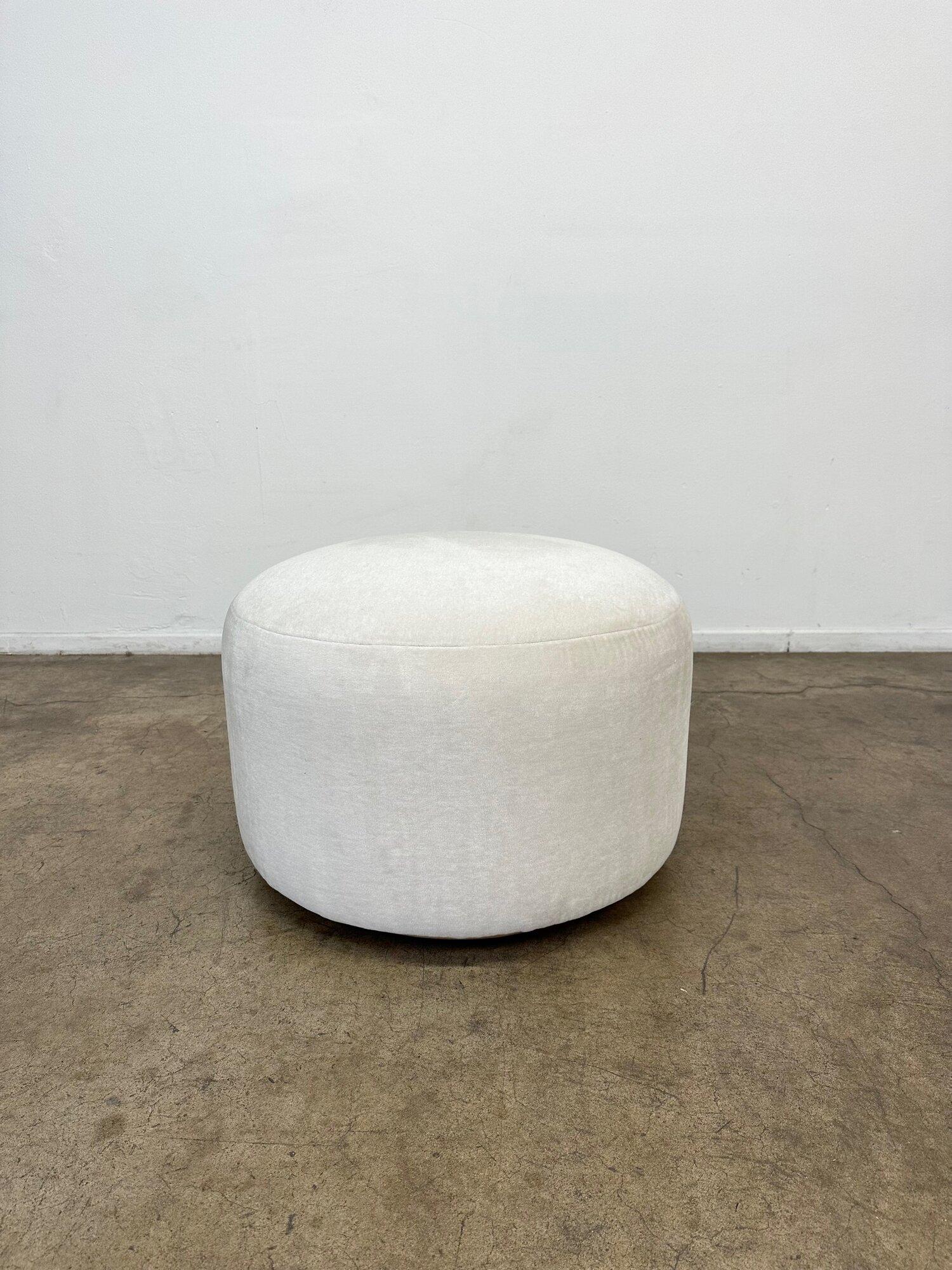 American White Mohair Ottoman For Sale