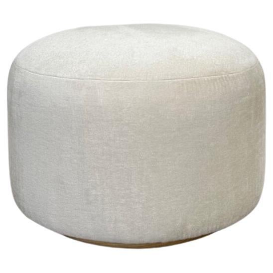 Custom Upholstered Ottoman with Mohair Boxing For Sale at 1stDibs