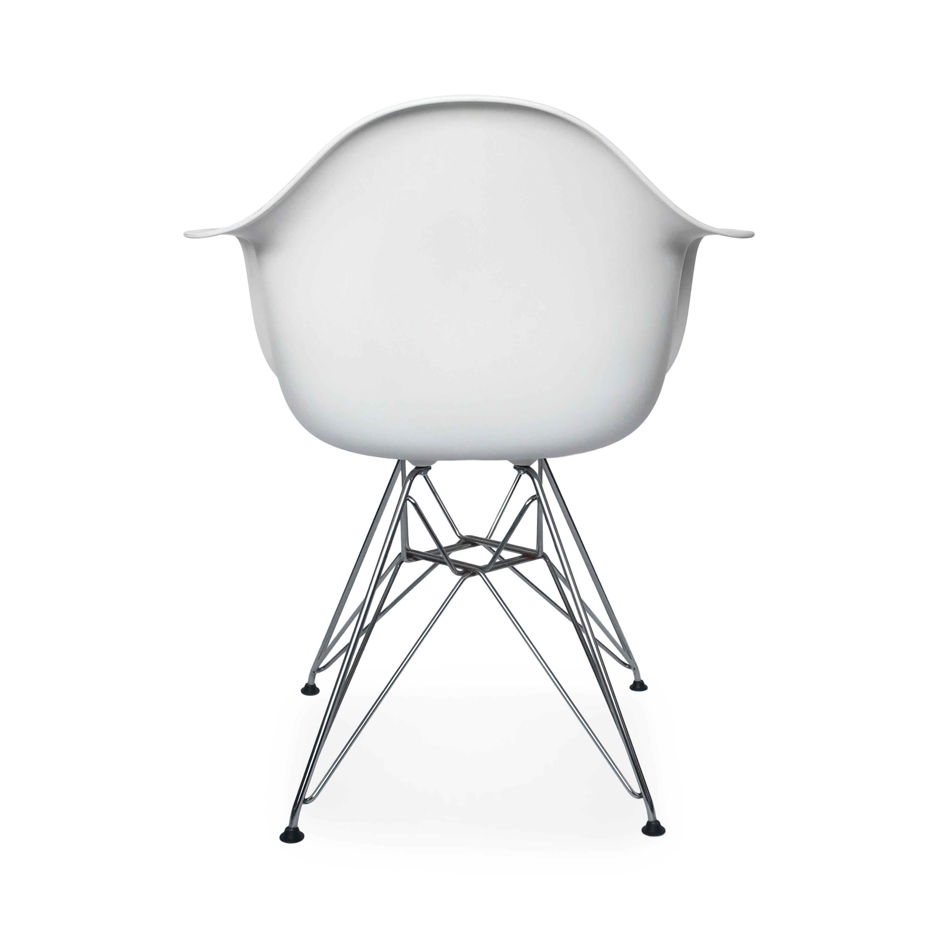 Chrome White Molded Eames Armchair on Eiffel Base for Herman Miller