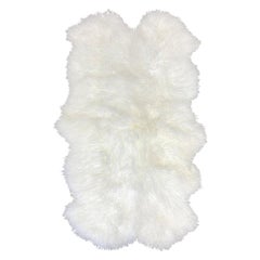 White Mongolian Fur Rug Throw - 100x170cm