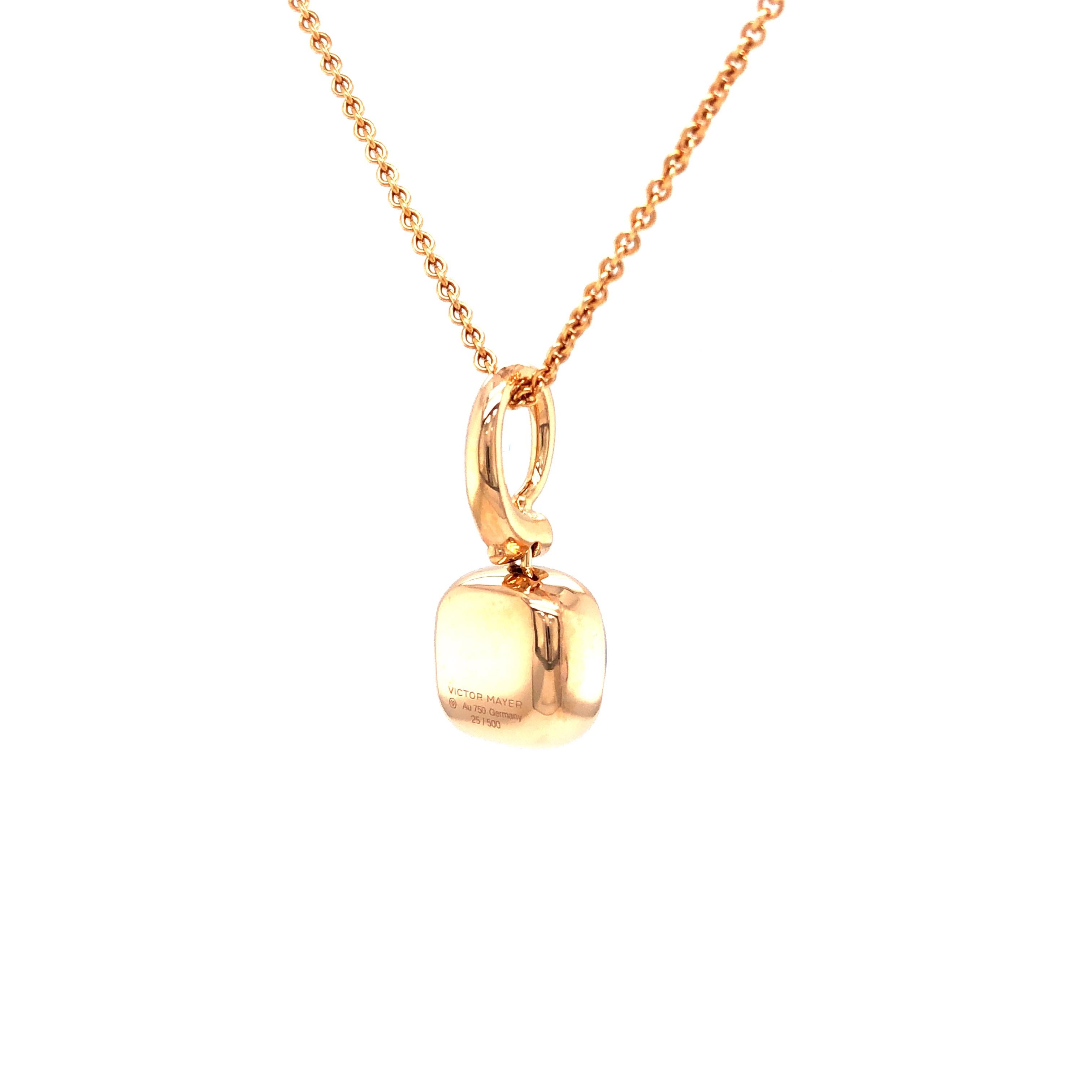 Brilliant Cut White Moon Stone & Guilloche Pendant Necklace 18k Rose Gold 1 Dia. 0.04ct G VS For Sale