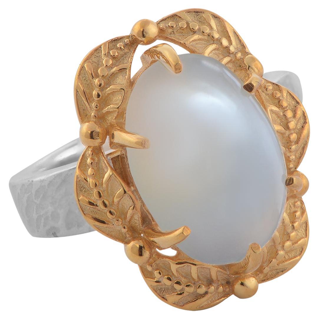 White Moonstone Gold Plate Ring