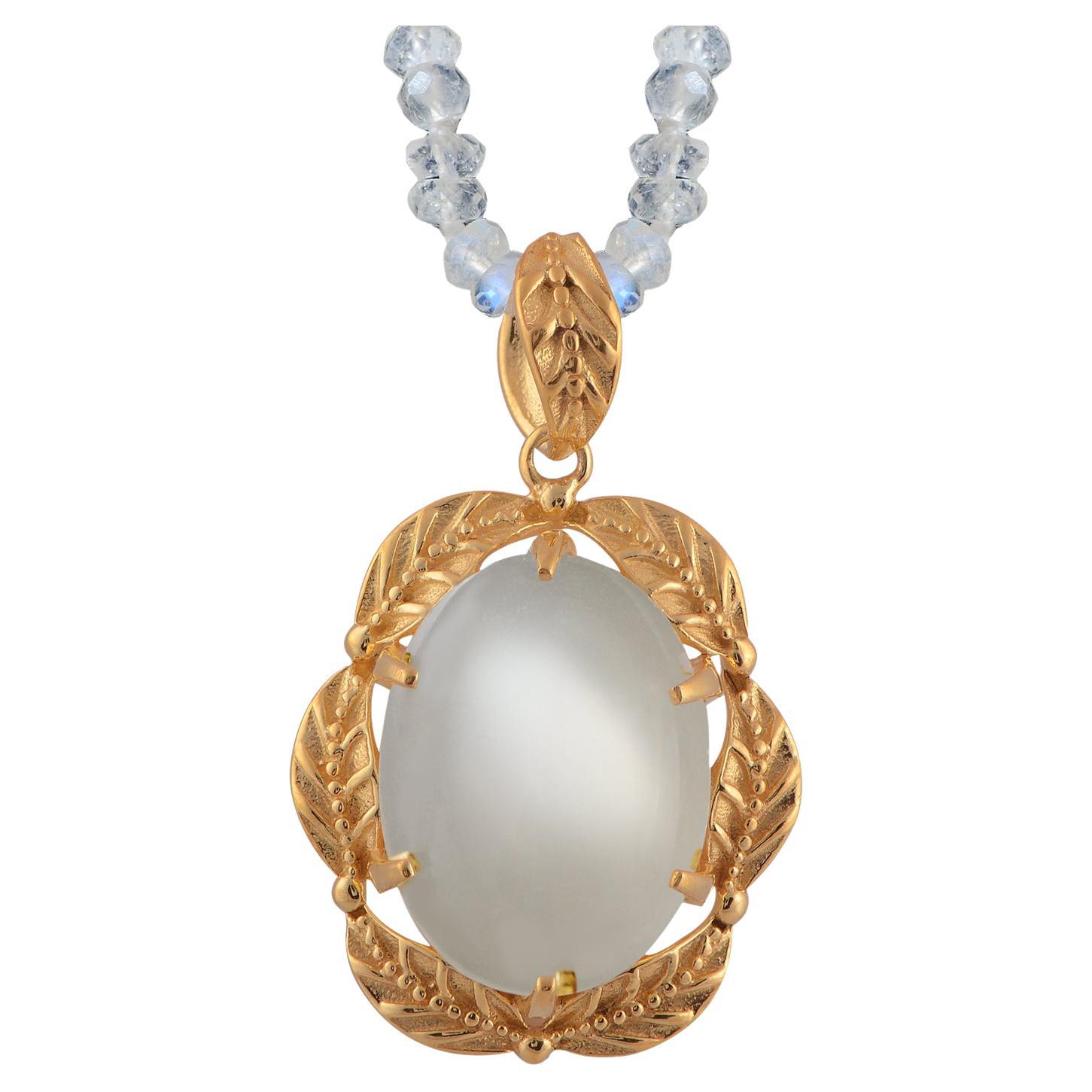 White Moonstone Gold Vermeil Pendant