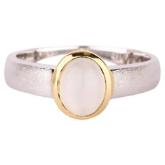 White Moonstone Ring 1.30 Carats Gold Plated Silver