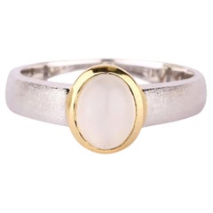 Weißer Mondstein Ring 1,30 Karat Vergoldetes Silber