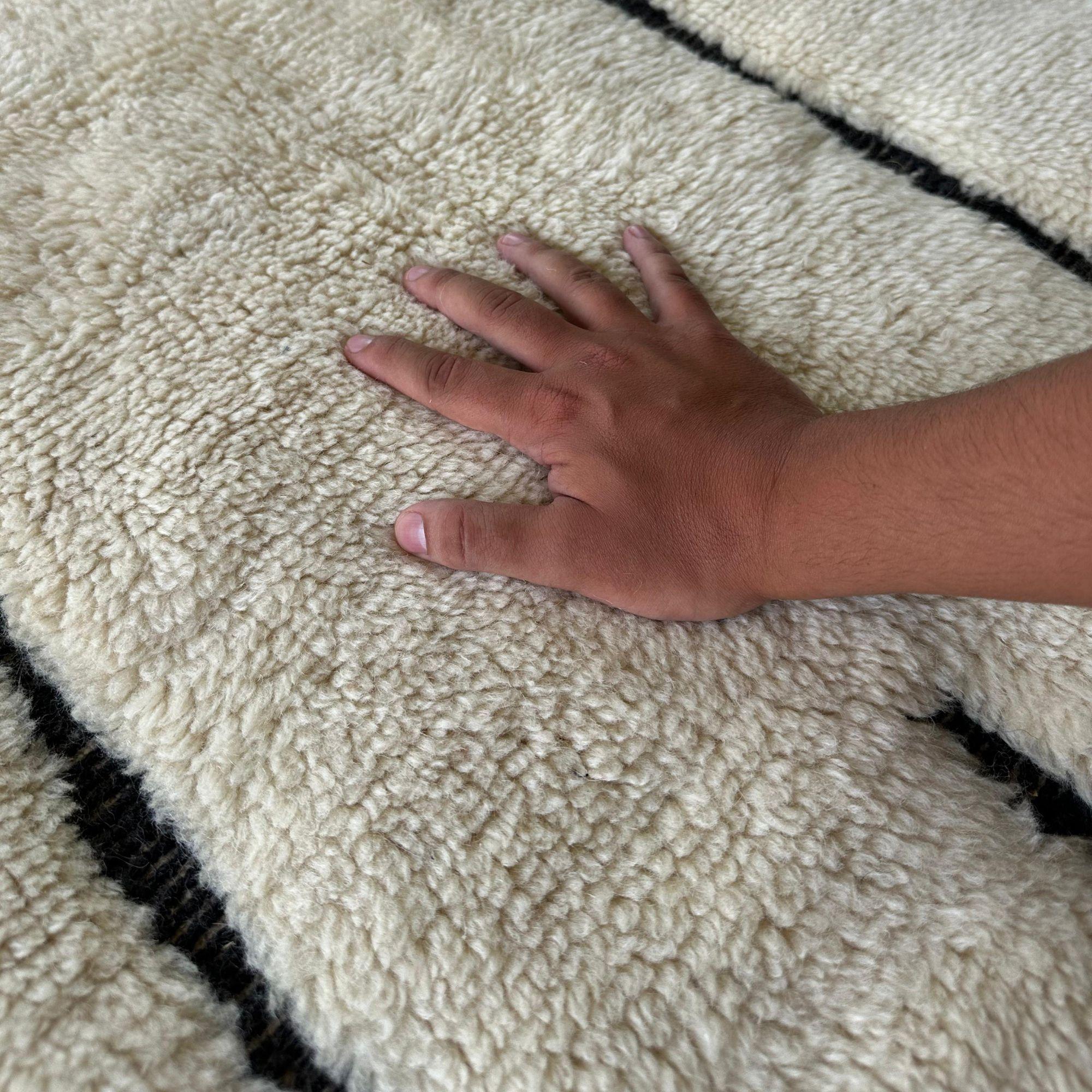 Contemporary White Moroccan Rugs - Mystic Muse Moroccan Rug 5x8  Handwoven Geometric Design For Sale