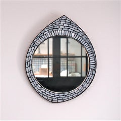 White Mosaic Accent Mirror, 1950s, Germany
