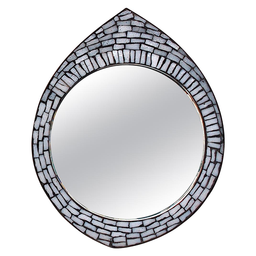 White Mosaic Accent Mirror, 1950s, Germany For Sale
