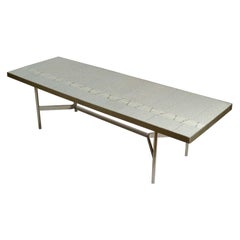 White Mosaic Coffee Table Minimalist Rectangular 1960's on Chrome Legs