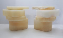 White Moth Nightstand Set by Panorammma, White Onyx, Mexico