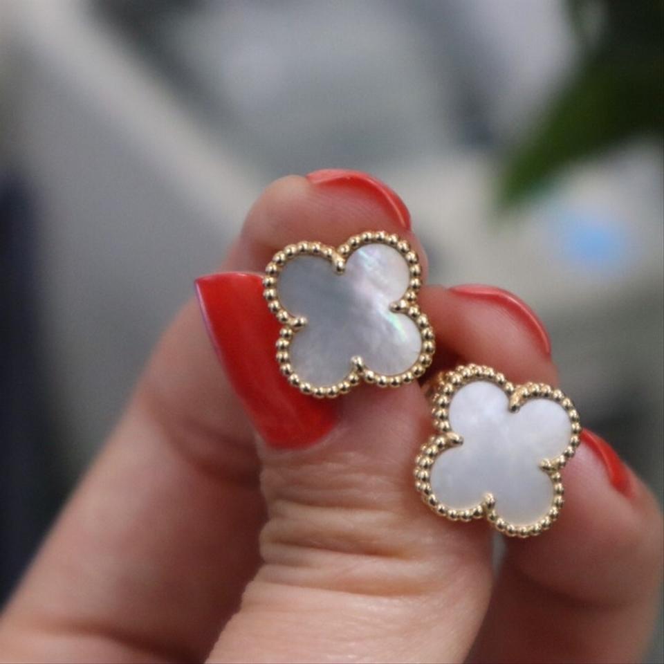 mother of pearl clover earrings