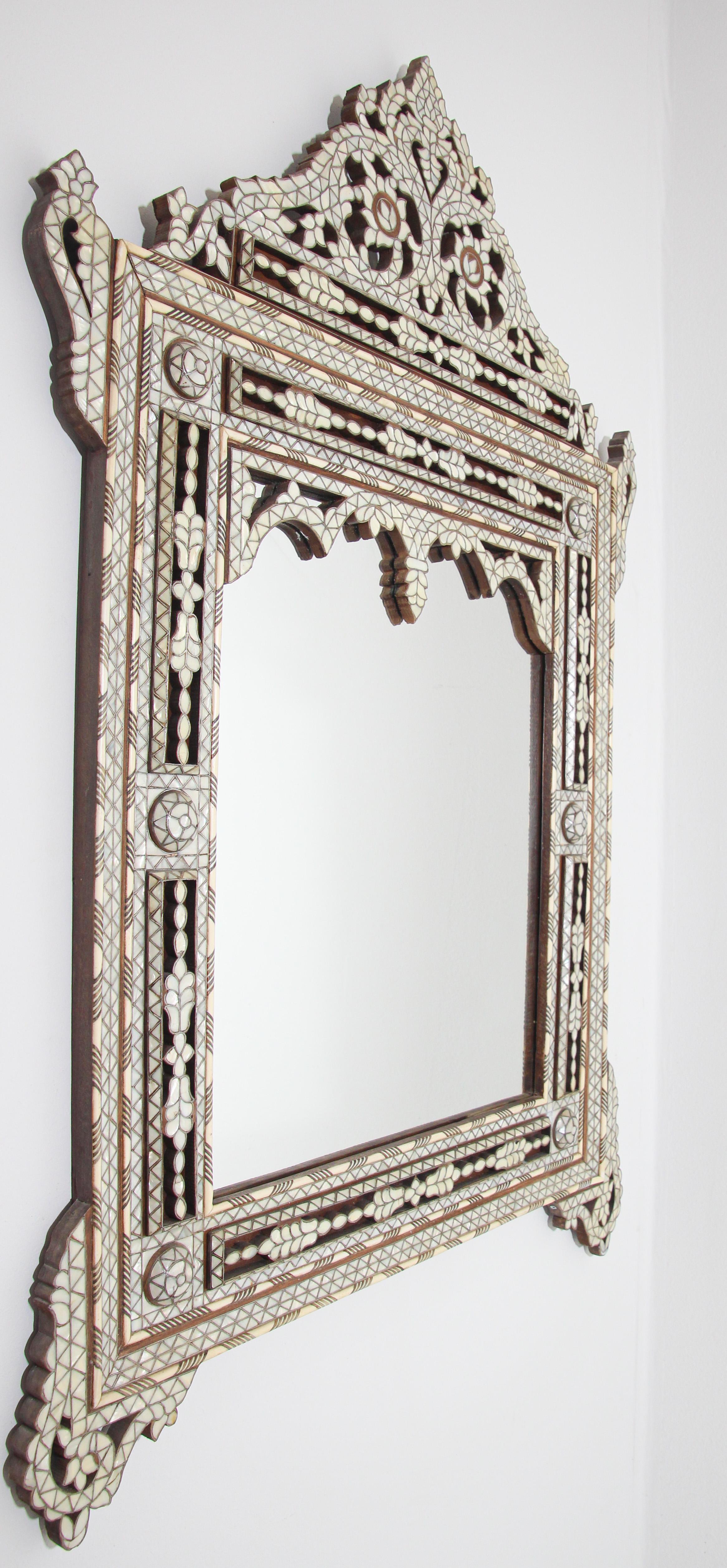 White Mother of Pearl Inlaid Middle Eastern Mirror 3