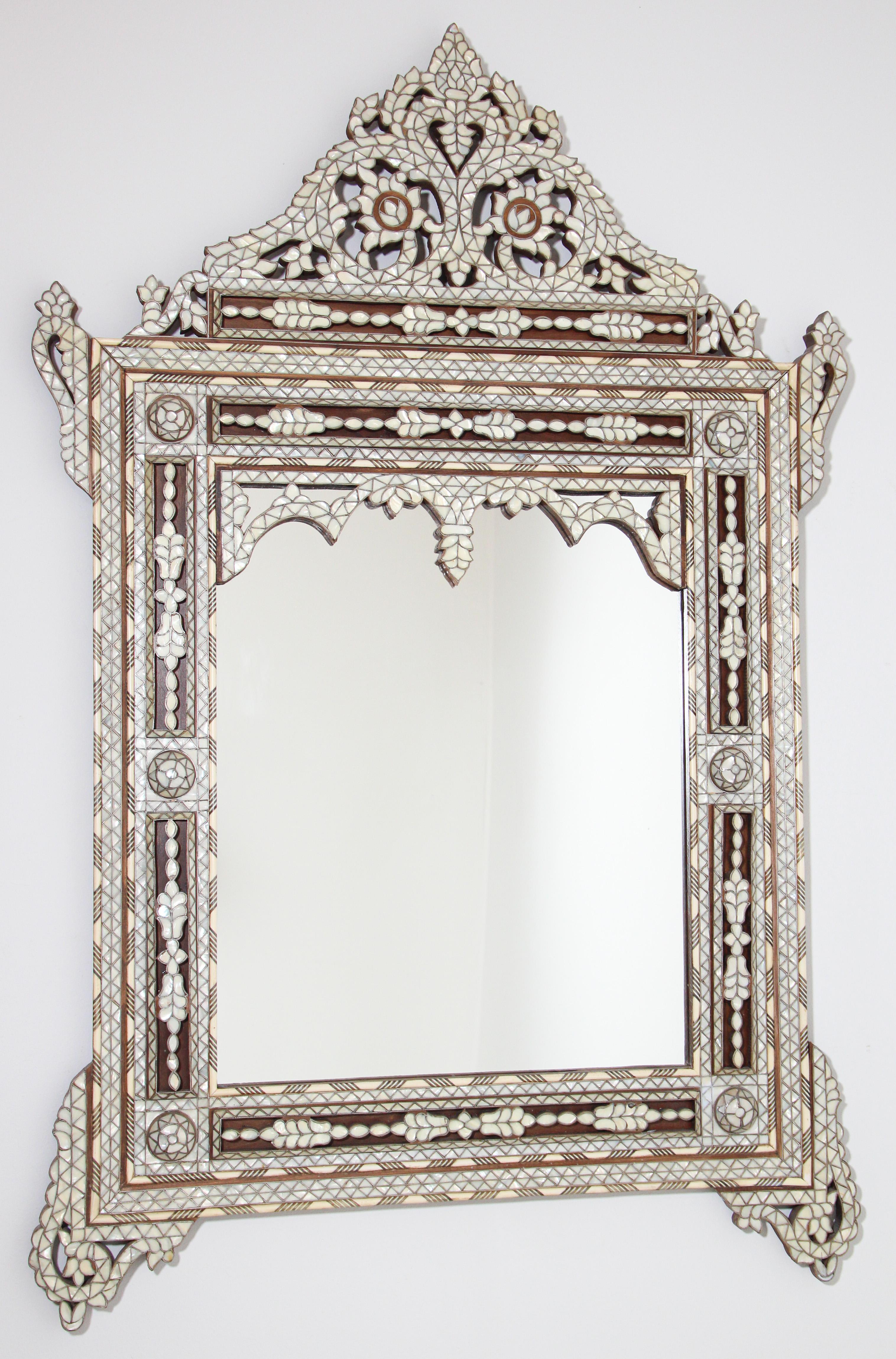 White Mother of Pearl Inlaid Middle Eastern Mirror 7