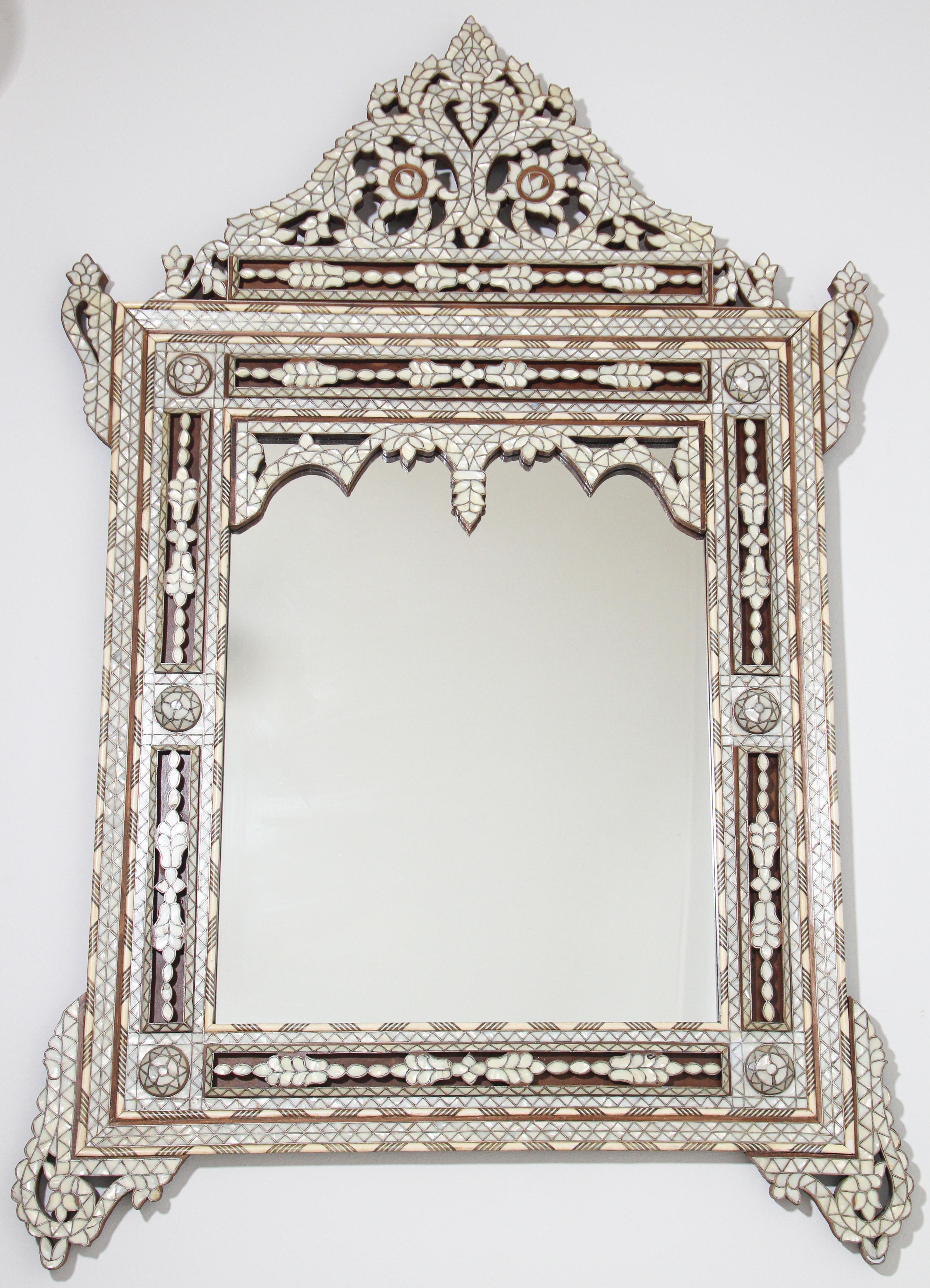 White Mother of Pearl Inlaid Middle Eastern Mirror 8