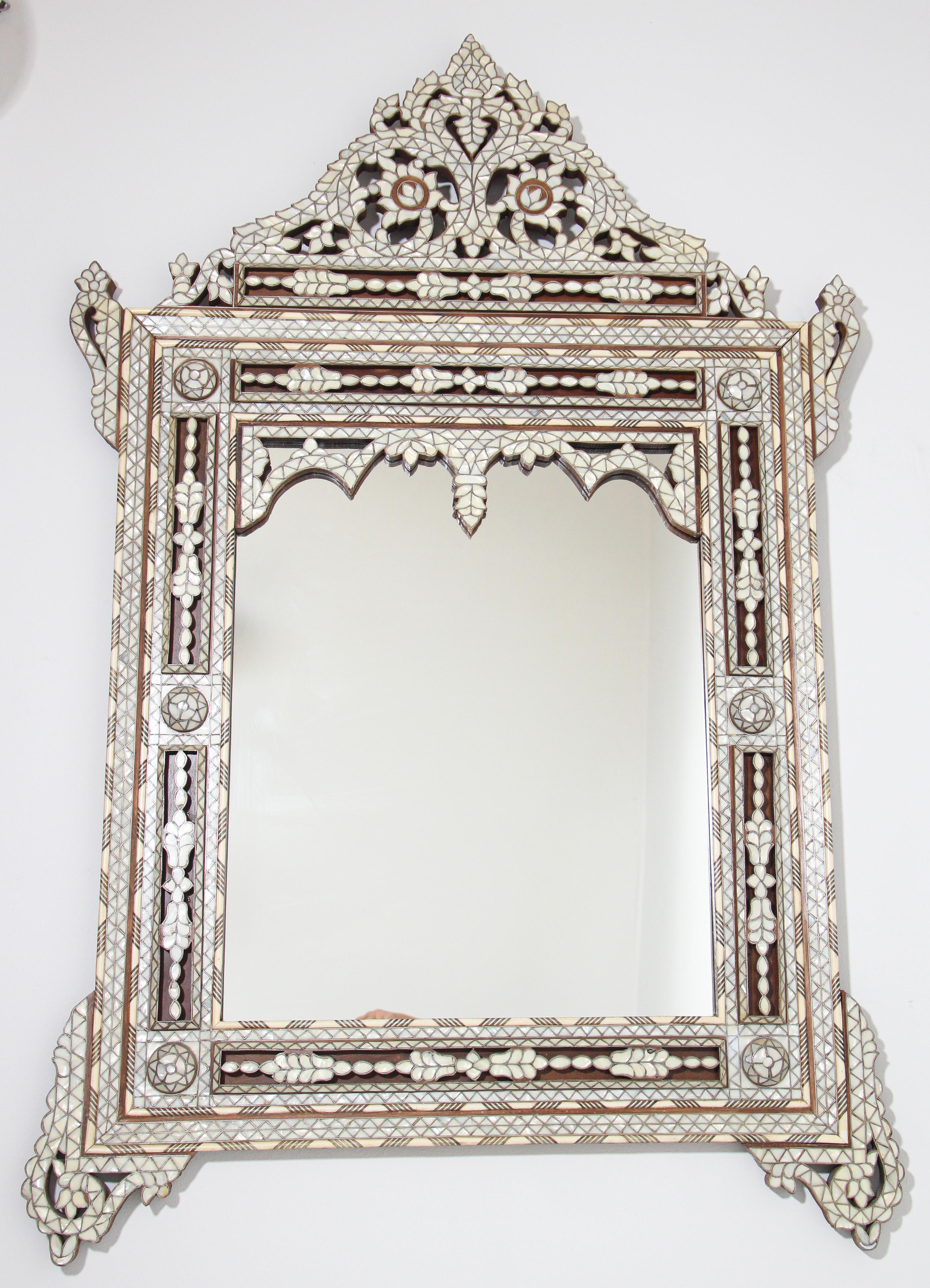 White Mother of Pearl Inlaid Middle Eastern Mirror 9