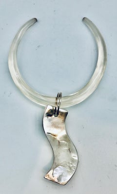 SYLVIA GOTTWALD, White Mother of Pearl , organic form , Silver backed Pendant, .