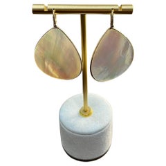 Pendientes de oro amarillo de 14 quilates con aureola de diamantes blancos nacarados