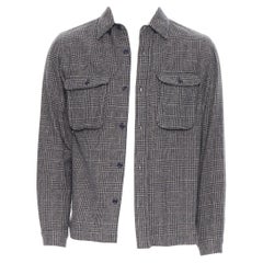 WHITE MOUNTAINEERING grey black herringbone check breast pocket wool overshirt M