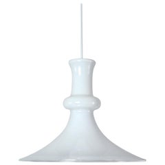 White Mouth Blown Opaline Glass Pendant for Holmegaard, Denmark, 1980s White Mouth Blown Opaline Glass Pendant for Holmegaard, Denmark, 1980s