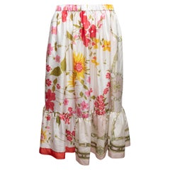 Comme Des Garcons Girl - Jupe imprimée florale blanche et multicolore, taille US M