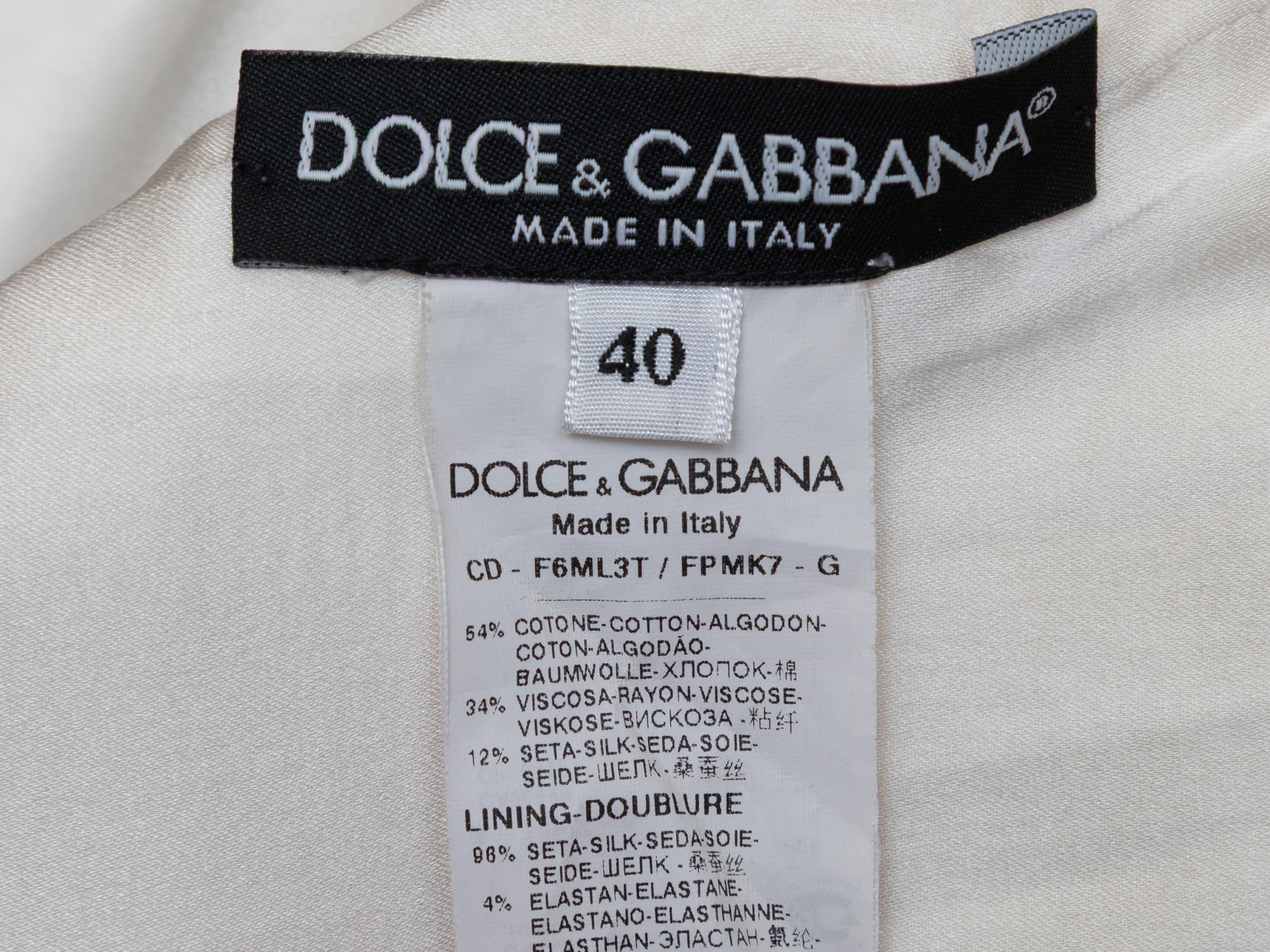 Weißes & mehrfarbiges Dolce & Gabbana Jacquard Kleid mit Blumendruck Größe IT 40 Damen im Angebot