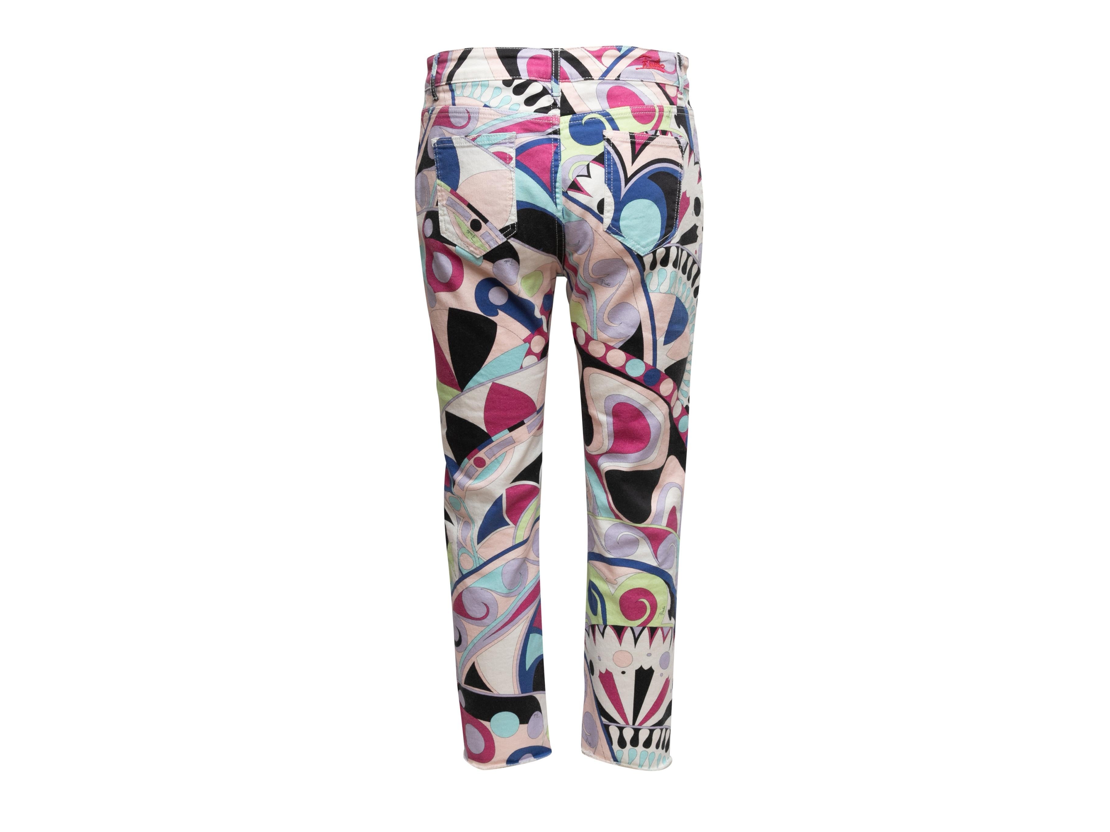 White & Multicolor Emilio Pucci Abstract Print Jeans Size IT 42 In Good Condition In New York, NY
