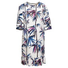 White & Multicolor Emilio Pucci Bamboo Leaf Print Dress