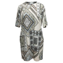 Weißes & mehrfarbiges Etro bedrucktes Kleid mit kurzen Ärmeln Größe IT 48