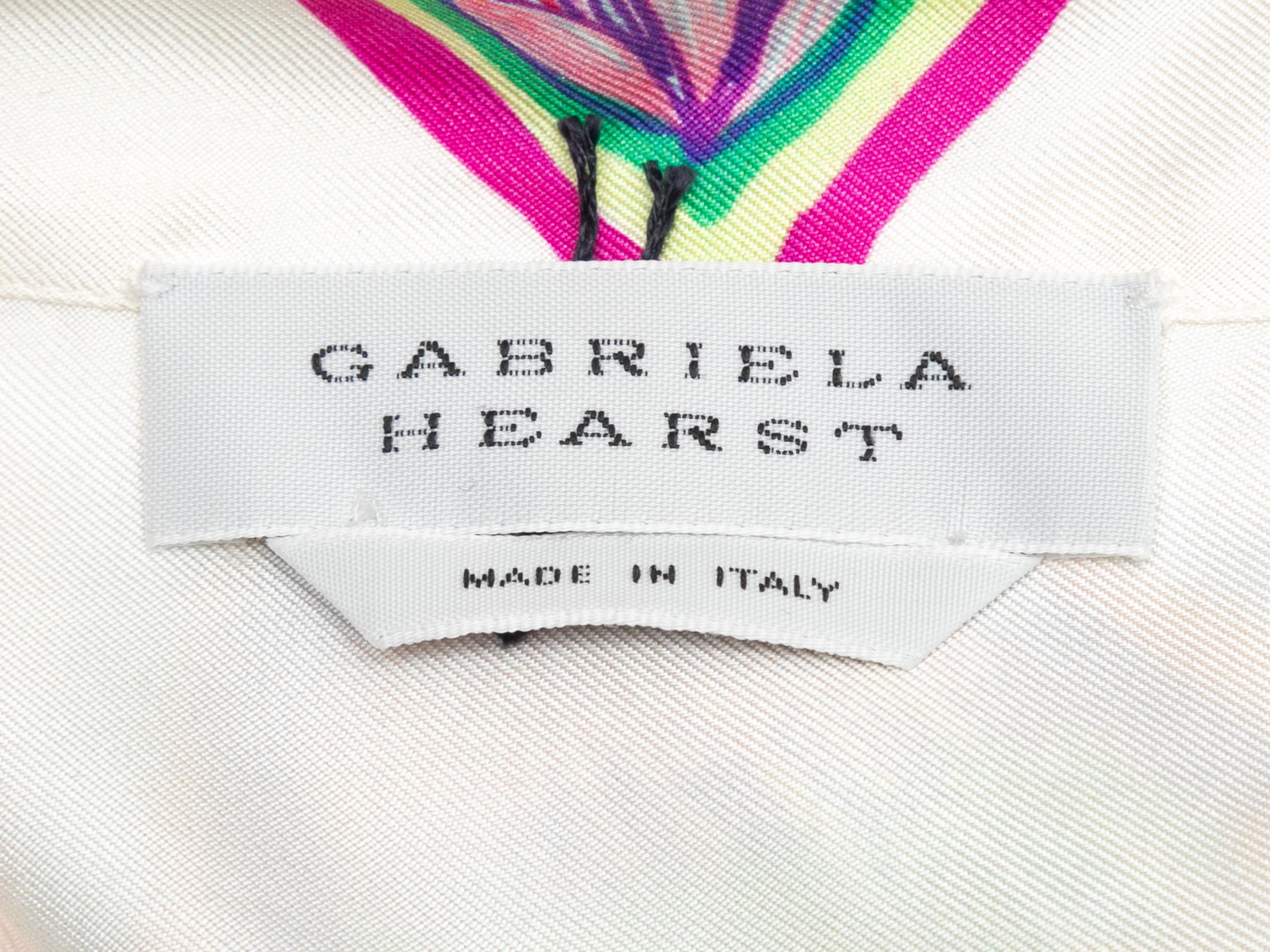 Women's White & Multicolor Gabriela Hearst Silk Floral Print Top For Sale