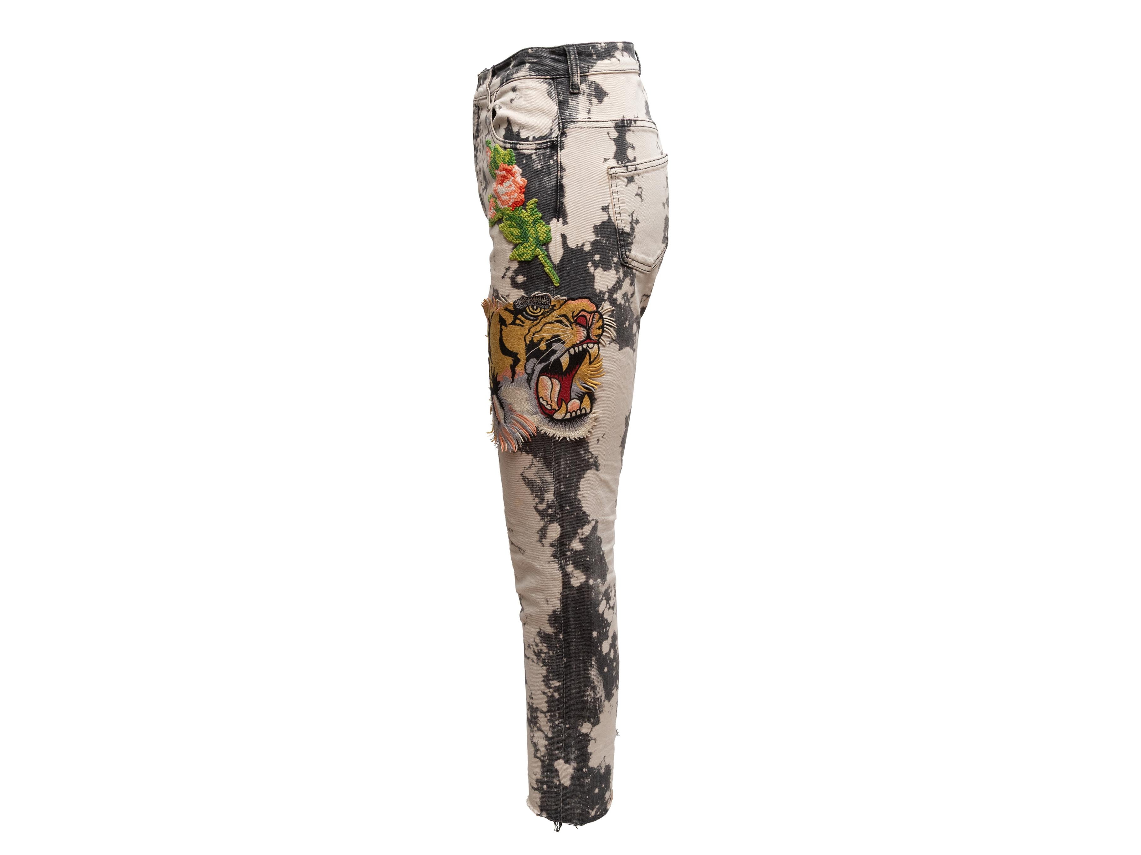 Vaqueros pitillo con parches blanqueados Gucci blancos y multicolores Talla US S Marrón en venta