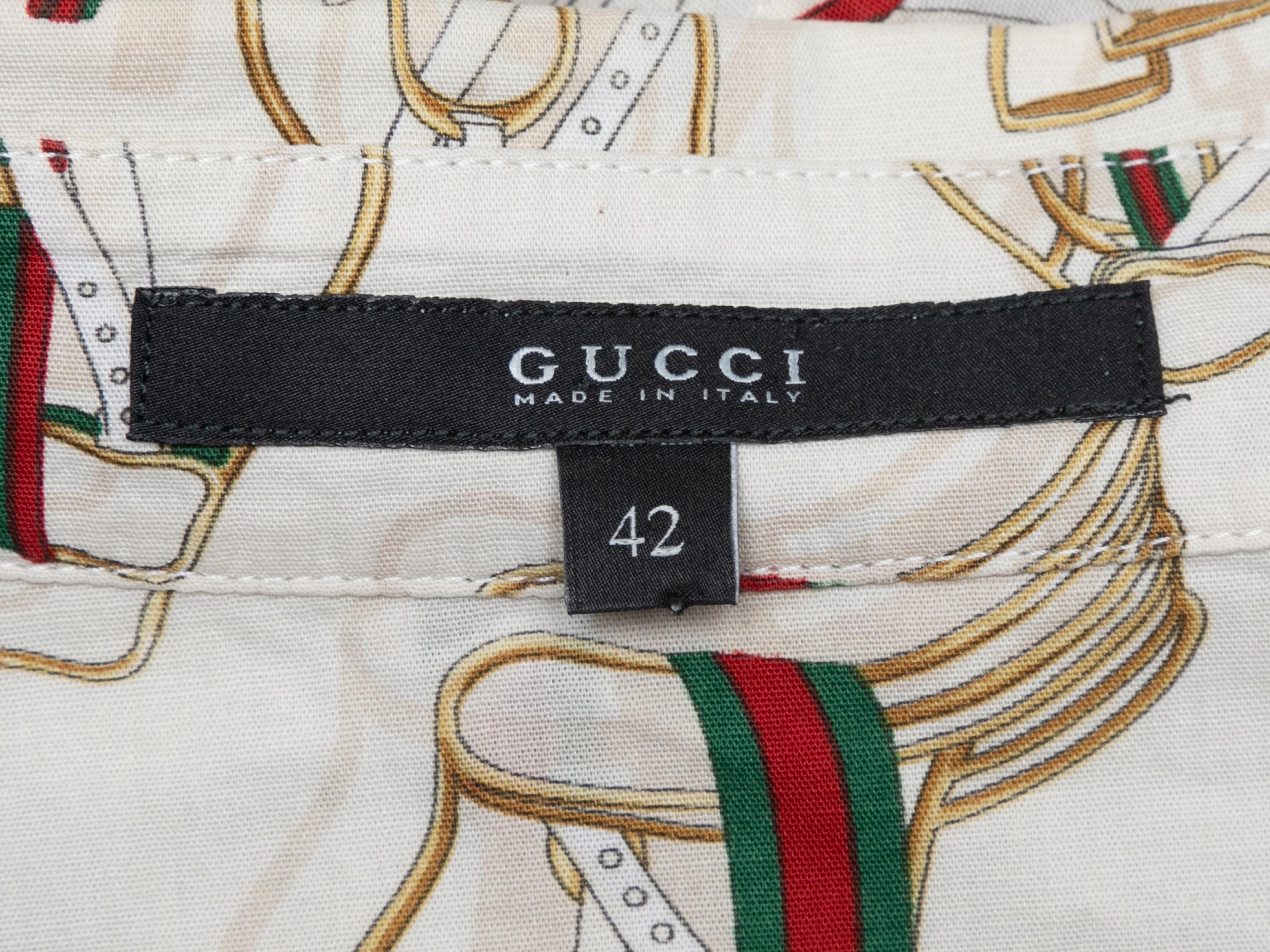 Weißes & mehrfarbiges Gucci Satteldruck-Top mit Knopfleiste Größe IT 42 im Angebot 1