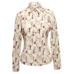 White & Multicolor Gucci Saddle Print Button-Up Top Size IT 42