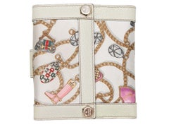 White & Multicolor Gucci Silk & Leather Charmy Wallet